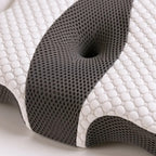 Gros plan sur le tissu matelassé et la maille respirante grise